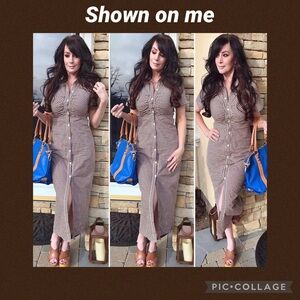 SHEIN Collared Buttoned Front Ruched Gingham Dress